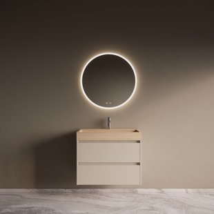 Badmeubelset Riga Travertin met Wastafel 80 cm Kasjmier