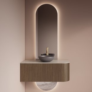 Spiegel Gliss Design Selene Tweedelig met Indirecte LED Verlichting en Verwarming 40x140 + 40x25 cm