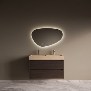 Badmeubelset Riga Travertin met Wastafel 100 cm Bruin Eiken