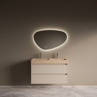 Badmeubelset Riga Travertin met Wastafel 100 cm Kasjmier