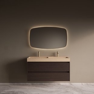 Badmeubelset Riga Travertin met Wastafel 120 cm Bruin Eiken