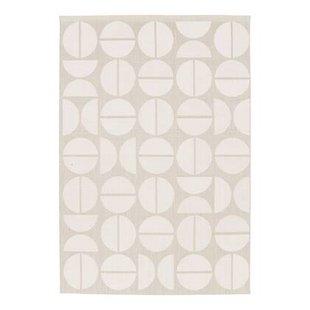 sweeek - Binnen- en buitentapijt, geometrische motieven, crème en