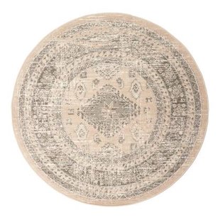 Interieur05 Rond vintage Vloerkleed Aila Zand|Beige - 160 x 160 cm