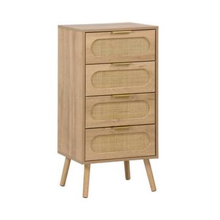sweeek - Commode chiffonnier ladenkast decor hout en vlechtwerk 4