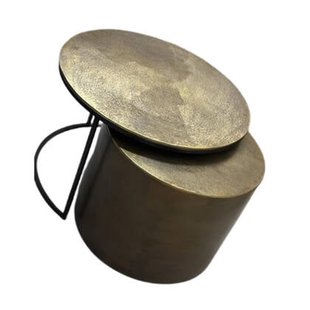 StarFurn - Salontafel Rond Goud Metaal - Set van 2 - Luna