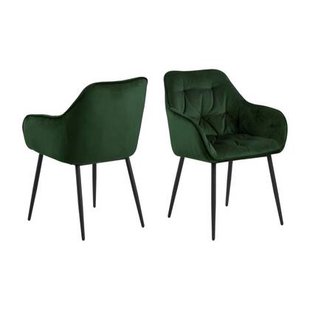 Moala Eetkamerstoel - Set Van 2 - Fluweel Olijfgroen Met Mat Zwarte