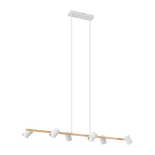 QAZQA Moderne hanglamp hout print met wit 6-lichts - Jeana Straight
