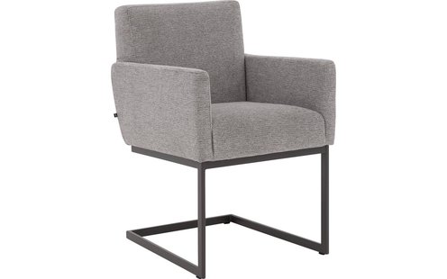 Goossens Excellent Stoel Tommie grijs stof met armleuning, urban industrieel