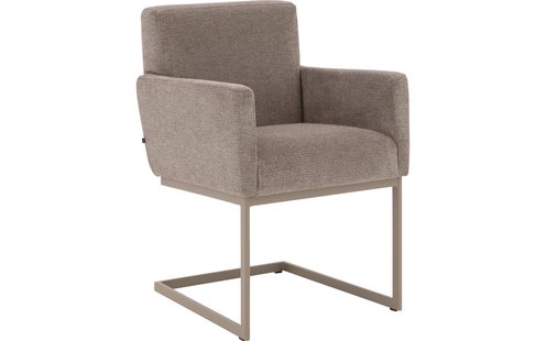 Goossens Excellent Stoel Tommie bruin stof met armleuning, urban industrieel