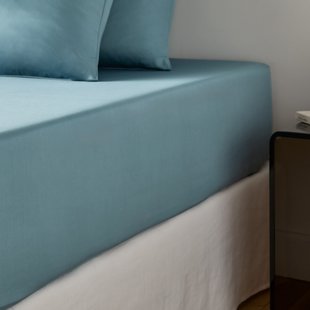 Hoeslaken in katoensatijn, omslag 30 cm, Opale