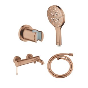 GROHE Essence New bad-/douchekraan met 3 standen handdoucheset en doucheslang brushed warm sunset SW98779/SW98895/SW472361/SW862605