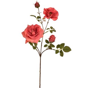 Kunstbloem open Roos - Koraal - 65 cm