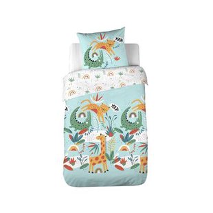 sweeek - Katoenen omkeerbaar beddengoedset savanne | regenboog 1