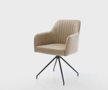 DELIFE Eetkamerstoel Greg-Flex microvelours beige vintage kruisframe conisch zwart pocketveer kern