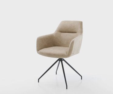 DELIFE Eetkamerstoel Pejo-Flex microvelours beige vintage kruisframe conisch zwart pocketveer kern