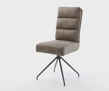 DELIFE Eetkamerstoel Pela-Flex microvelours taupe vintage kruisframe conisch zwart pocketveer kern