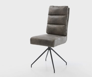 DELIFE Eetkamerstoel Pela-Flex microvelours grijs antiek kruisframe conisch zwart pocketveer kern