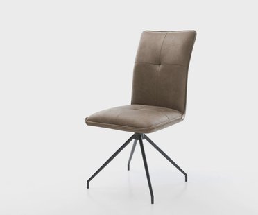 DELIFE Eetkamerstoel Maddy-Flex microvelours taupe vintage kruisframe conisch zwart