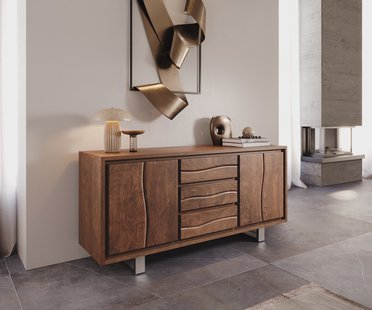 DELIFE Dressoir Live-Edge 172 cm acacia bruin 3 laden 4 deuren