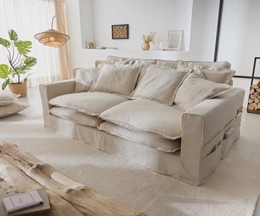 DELIFE Hoezenbank Noelia 240x145 cm ivoor met kussens