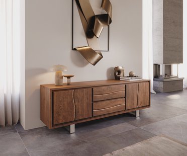 DELIFE TV-meubel Live-Edge acacia bruin 200 cm 4 deuren 2 laden