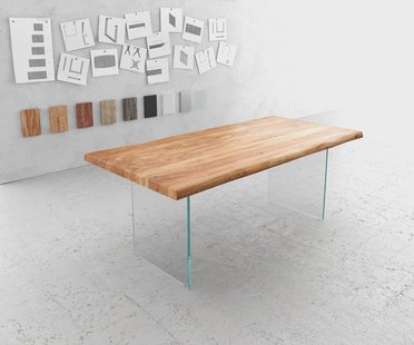 DELIFE Eettafel Edge 200x100 XL acacia natuur verre Live-Edge