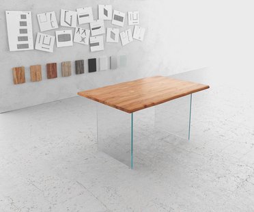 DELIFE Eettafel Edge 140x90 acacia natuur verre Live-Edge