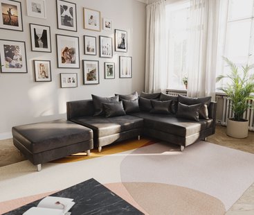 DELIFE Hoekbank Clovis antraciet antiek optiek modulair bank ottomane rechts