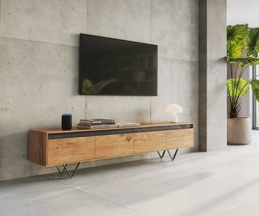 DELIFE Designer-Tv-meubel Stonegrace 200 cm acacia natuur 4 laden