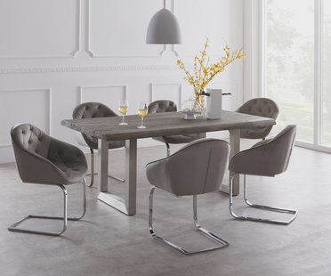 DELIFE Eettafel Edge 180x90 XL acacia platina roestvrijstaal breed Live-Edge