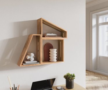 DELIFE Designer-wandplank Wyatt 70x55 cm acacia natuur set van 3