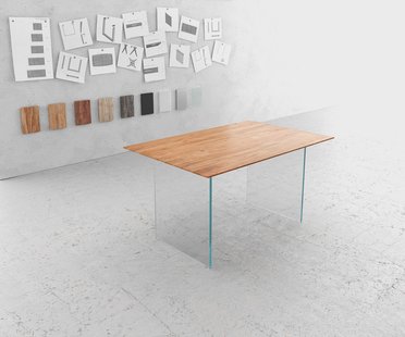 DELIFE Eettafel Edge 140x90 cm acacia natuur frame verre Zwitserse rand