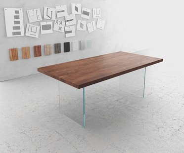 DELIFE Eettafel Edge 200x100 XL acacia bruin verre