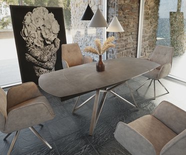 DELIFE Eettafel Carlow 130/200x95 cm keramisch bruin roestvrij staal uitschuifbaar