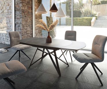 DELIFE Eettafel Carlow 130/200x95 cm keramisch grijs metaal uitschuifbaar