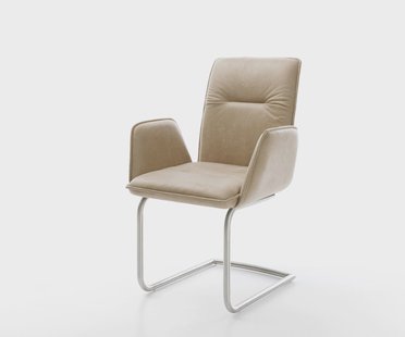 DELIFE Sledemodel Vinja-Flex microvelours beige vintage sledemodel rond roestvrij staal