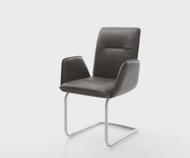 DELIFE Sledemodel Vinja-Flex microvelours antraciet vintage sledemodel rond roestvrij staal
