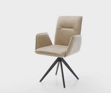 DELIFE Eetkamerstoel Vinja-Flex microvelours beige vintage kruisframe hoekig zwart