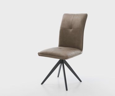 DELIFE Eetkamerstoel Maddy-Flex microvelours taupe vintage kruisframe hoekig zwart