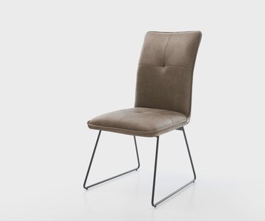 DELIFE Eetkamerstoel Maddy-Flex microvelours taupe vintage slipframe zwart