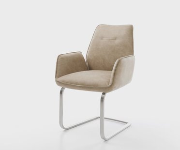 DELIFE Sledemodel Zoa-Flex microvelours beige vintage sledemodel vlak roestvrij staal pocketveer kern