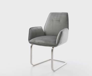 DELIFE Sledemodel Zoa-Flex fluweel grijs sledemodel vlak roestvrij staal pocketveer kern