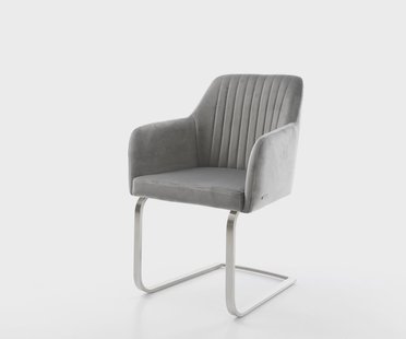 DELIFE Sledemodel Greg-Flex fluweel grijs sledemodel vlak roestvrij staal