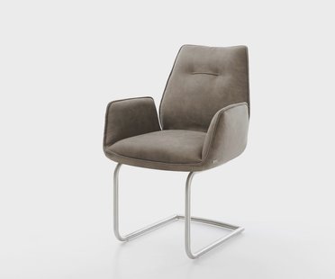DELIFE Sledemodel Zoa-Flex microvelours taupe vintage sledemodel rond roestvrij staal pocketveer kern