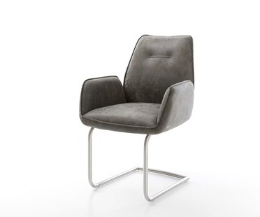 DELIFE Sledemodel Zoa-Flex microvelours grijs antiek sledemodel rond roestvrij staal pocketveer kern