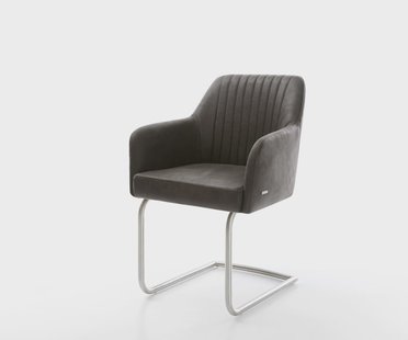 DELIFE Sledemodel Greg-Flex microvelours antraciet vintage sledemodel rond roestvrij staal pocketveer kern