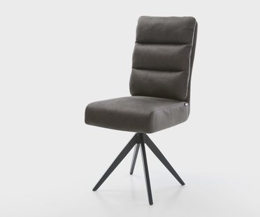 DELIFE Eetkamerstoel Pela-Flex microvelours antraciet vintage kruisframe hoekig zwart pocketveer kern