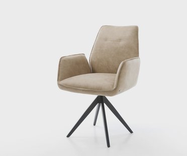 DELIFE Eetkamerstoel Zoa-Flex microvelours beige vintage kruisframe hoekig zwart pocketveer kern