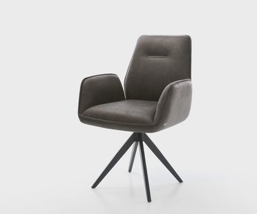 DELIFE Eetkamerstoel Zoa-Flex microvelours antraciet vintage kruisframe hoekig zwart pocketveer kern