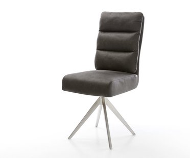 DELIFE Eetkamerstoel Pela-Flex microvelours antraciet vintage kruisframe hoekig roestvrij staal pocketveer kern